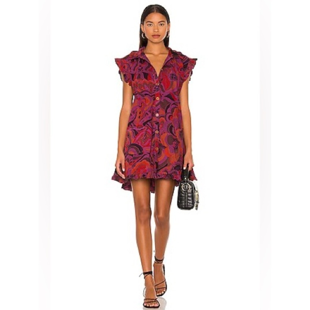 Free People Purple Sunny Days Corduroy Retro Mini Dress Size S Boho Chic Indie